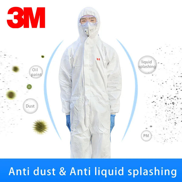 3M 4535 Chemical Coveralls Hooded Protective Elastic Waist Clothing Against Dry Particles/Chemical Splash