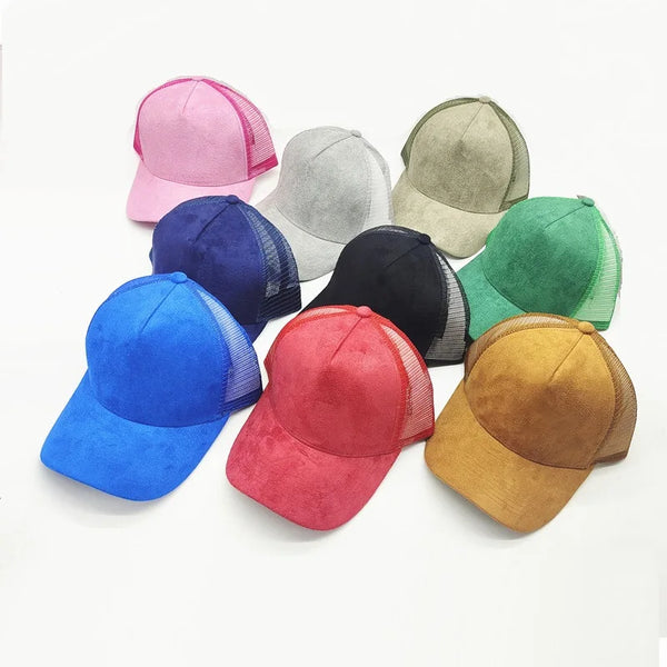 Suede leather trucker caps for men New design Women casual Mesh sports Baseball cap fishing gorras Unisex Snapback hats